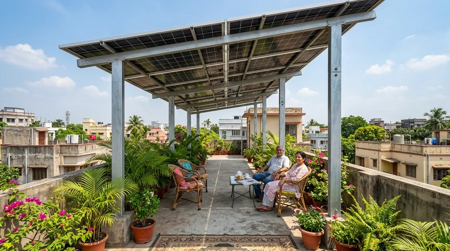 Maa Durga Enterprise elevated rooftop pergola walkway structure in Bengal