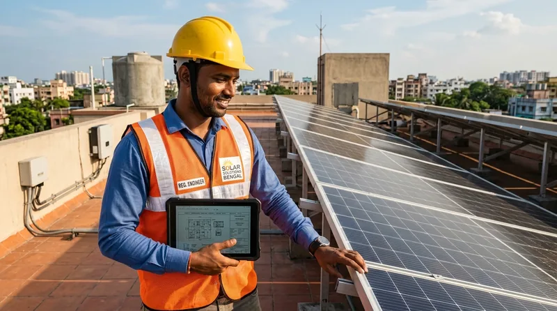 Maa Durga Enterprise certified solar engineer conducting 3D rooftop survey in Bengal