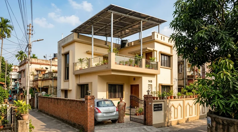 Rooftop solar on residential bungalow in West Bengal